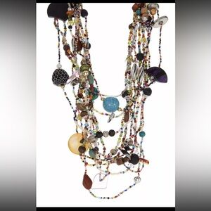 Accessory Bohemian Bundle of Five Necklaces Glass Wood Plastic beading